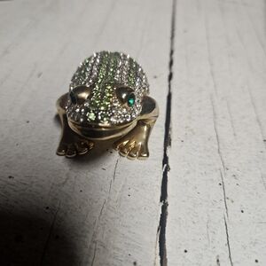 Sparkling Green and Gold Frog Figurine